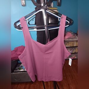 Old Navy Ultra-Crop Rib Knit Tank Top Dark Mauve NWT